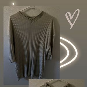 Anchor Blue Cream Cotton & Polyester Vneck Shirt